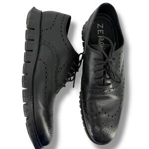 Cole Haan ZeroGrand Black Leather Wingtip Oxford Shoes Mens Sz 12 Comfort C20719
